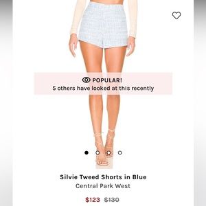 Central Park West Silver Tweed Shorts in Blue